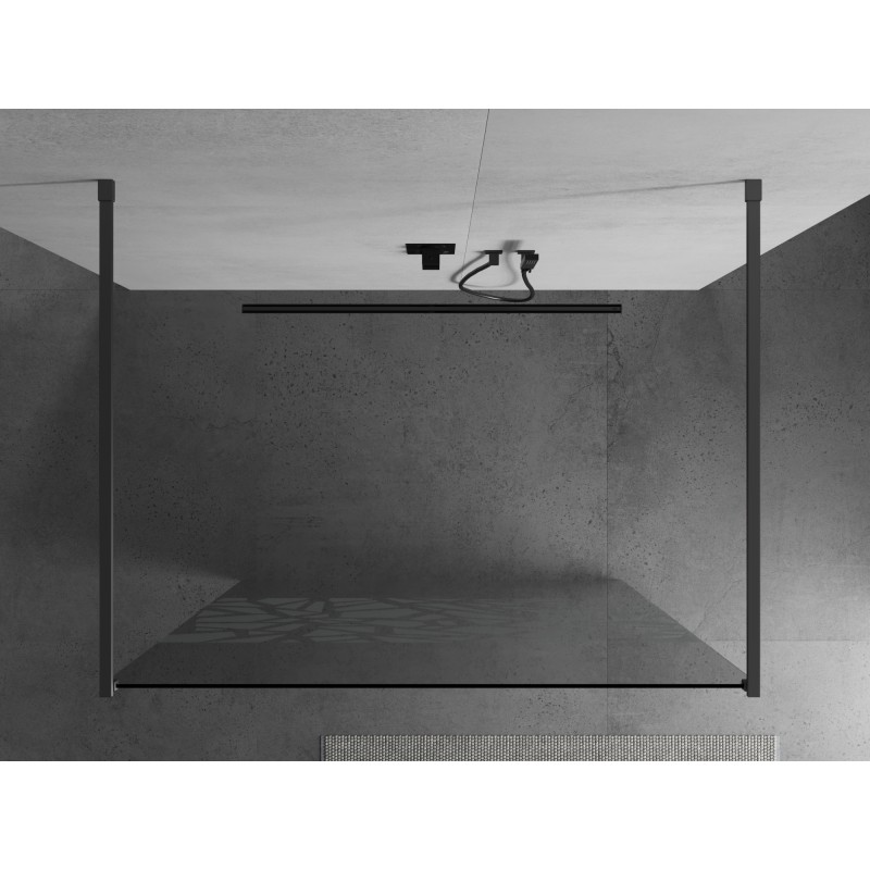 Mexen Kioto paroi de douche autoportante 130 x 200 cm, motif blanc 8 mm, gun metal - 800-130-002-95-85