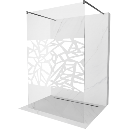 Mexen Kioto paroi de douche autoportante 130 x 200 cm, motif blanc 8 mm, gun metal - 800-130-002-95-85