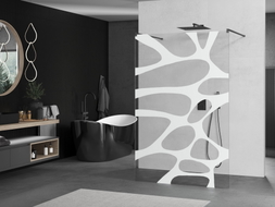 Mexen Kioto paroi de douche autoportante 140 x 200 cm, vague blanche 8 mm, métal gun - 800-140-002-95-97