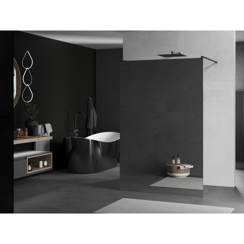 Mexen Kioto paroi de douche autoportante 140 x 200 cm, miroir 8 mm, métal bronzé - 800-140-002-95-50