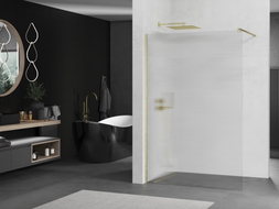 Mexen Kioto paroi de douche Walk-in 100 x 200 cm, rayures 8 mm, or brossé - 800-100-101-55-09