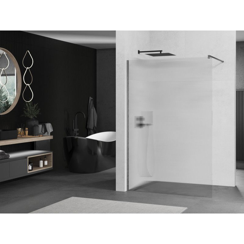 Mexen Kioto paroi de douche Walk-in 80 x 200 cm, lignes 8 mm, gris canon brossé - 800-080-101-66-09