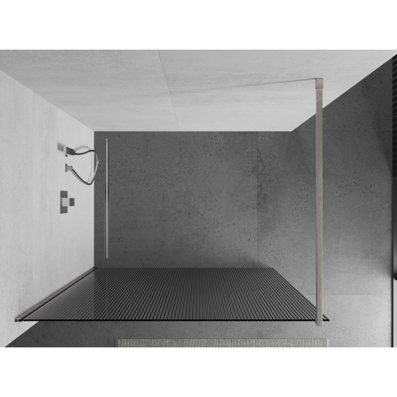 Mexen Kioto paroi de douche Walk-in 130 x 200 cm, rayures 8 mm, nickel brossé - 800-130-101-97-09