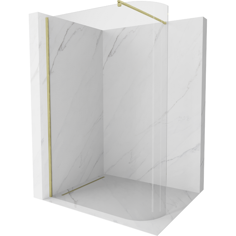 Mexen Kioto paroi de douche arrondie Walk-in 90 x 200 cm, transparente 8 mm, dorée brossée - 800-090-101-55-06