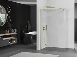 Mur de douche Mexen Kioto arrondi Walk-in 100 x 200 cm, transparent 8 mm, or brossé - 800-100-101-55-06