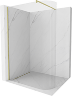 Mexen Kioto paroi de douche arrondie Walk-in 120 x 200 cm, verre transparent 8 mm, doré brossé - 800-120-101-55-06