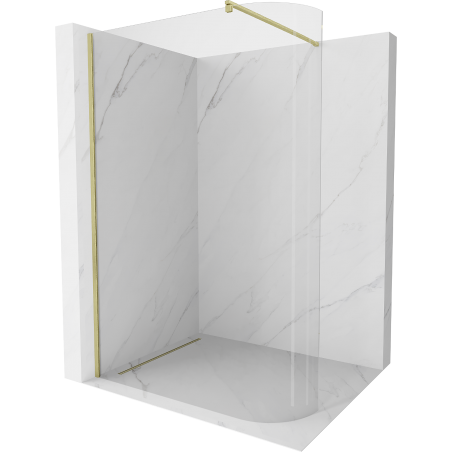 Mexen Kioto-R paroi de douche arrondie Walk-in 150 x 200 cm, transparent 8 mm, or brossé - 800-150-101-55-06