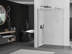 Mexen Kioto paroi de douche arrondie Walk-in 90 x 200 cm, transparent 8 mm, gris canon brossé - 800-090-101-66-06