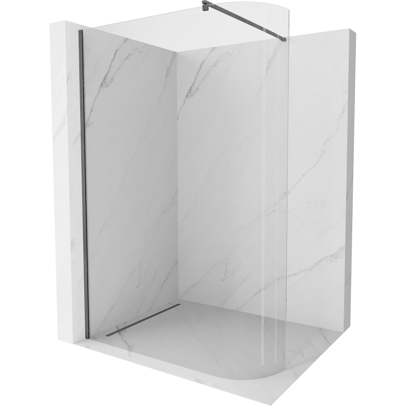 Mexen Kioto paroi de douche arrondie Walk-in 140 x 200 cm, transparent 8 mm, gris canon brossé - 800-140-101-66-06
