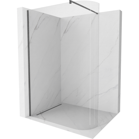 Mexen Kioto paroi de douche arrondie Walk-in 140 x 200 cm, transparent 8 mm, gris canon brossé - 800-140-101-66-06