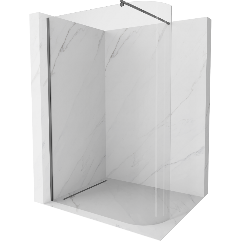 Mexen Kioto-R Paroi de douche arrondie Walk-in 100 x 200 cm, transparent 8 mm, gun metal - 800-100-101-95-06