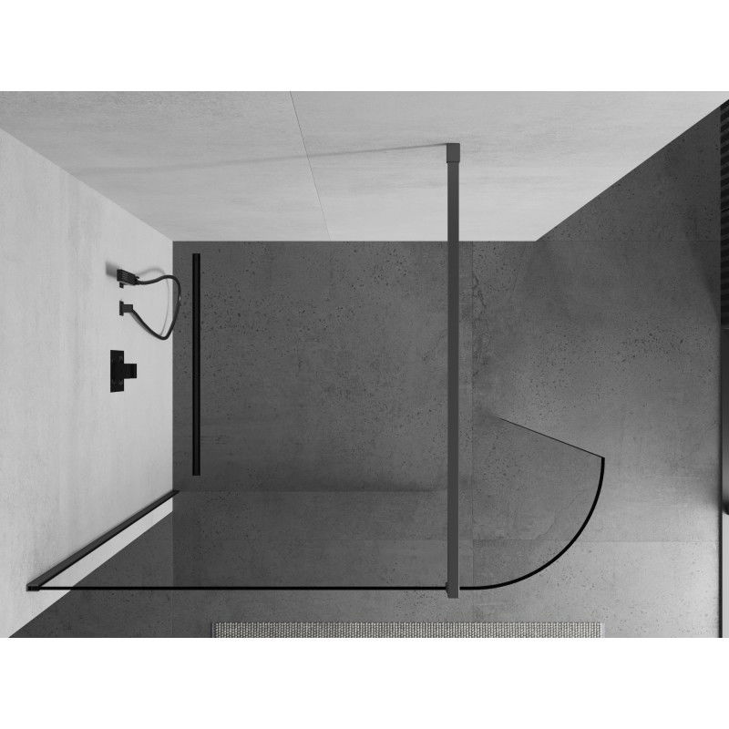 Mexen Kioto-R paroi de douche arrondie Walk-in 150 x 200 cm, transparent 8 mm, métal gun - 800-150-101-95-06