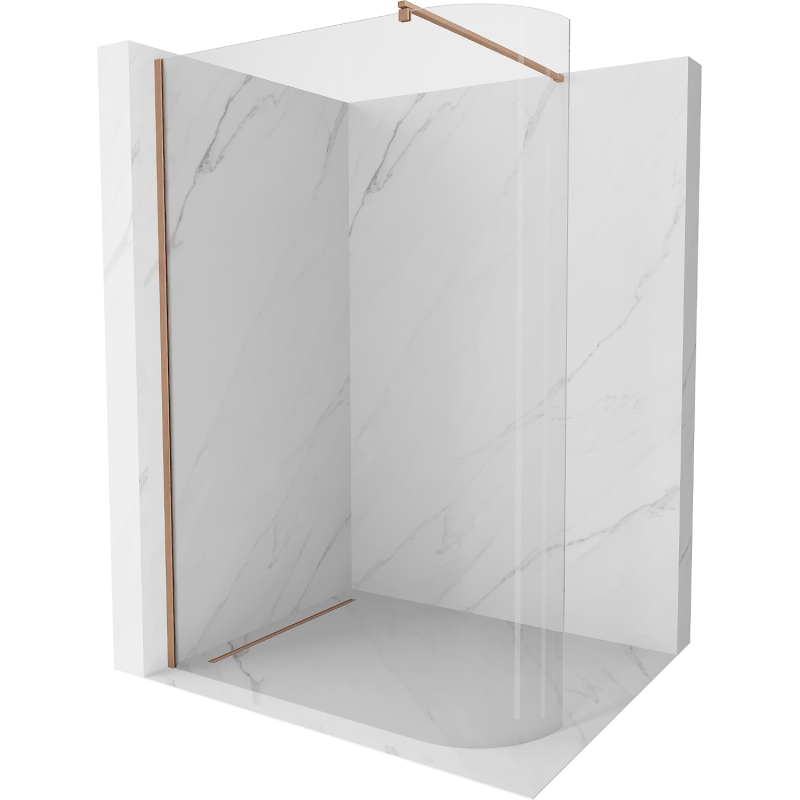 Mexen Kioto paroi de douche arrondie Walk-in 120 x 200 cm, verre transparent 8 mm, laiton brossé - 800-120-101-65-06