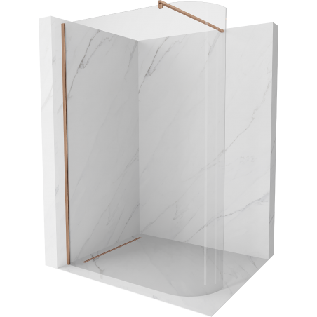 Mexen Kioto-R Paroi de douche arrondie Walk-in 130 x 200 cm, transparente 8 mm, cuivre brossé - 800-130-101-65-06