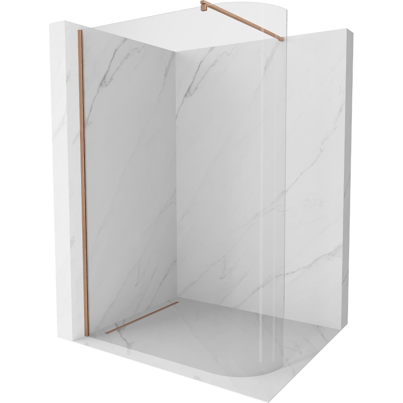 Mexen Kioto-R paroi de douche arrondie Walk-in 150 x 200 cm, transparent 8 mm, cuivre brossé - 800-150-101-65-06