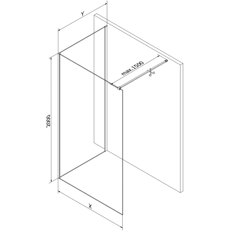 Mexen Kioto paroi de douche Walk-in 110 x 70 cm, transparent, cuivre brossé - 800-110-212-65-00-070