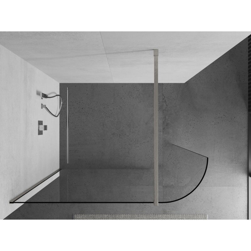 Mexen Kioto-R paroi de douche incurvée Walk-in 90 x 200 cm, transparent 8 mm, nickel brossé - 800-090-101-97-06