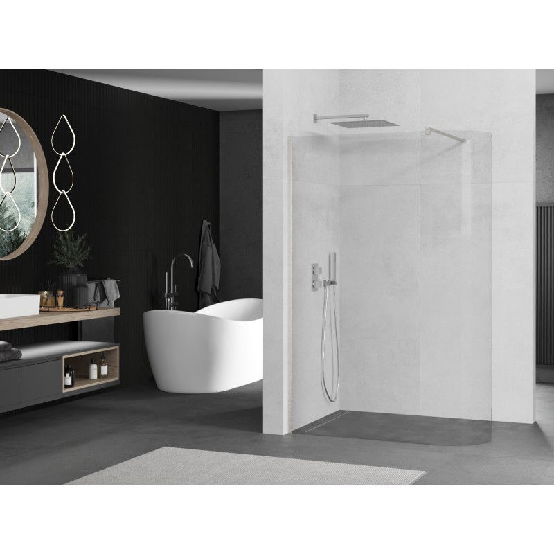 Mexen Kioto-R paroi de douche arrondie Walk-in 100 x 200 cm, transparent 8 mm, nickel brossé - 800-100-101-97-06