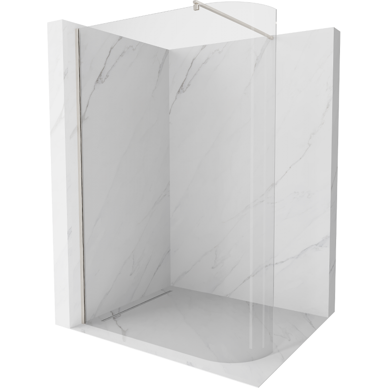 Mexen Kioto paroi de douche arrondie Walk-in 160 x 200 cm, transparent 8 mm, nickel brossé - 800-160-101-97-06