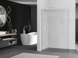 Mexen Kioto L paroi de douche arrondie Walk-in 100 x 200 cm, transparent, blanc - 800-100-103-20-06