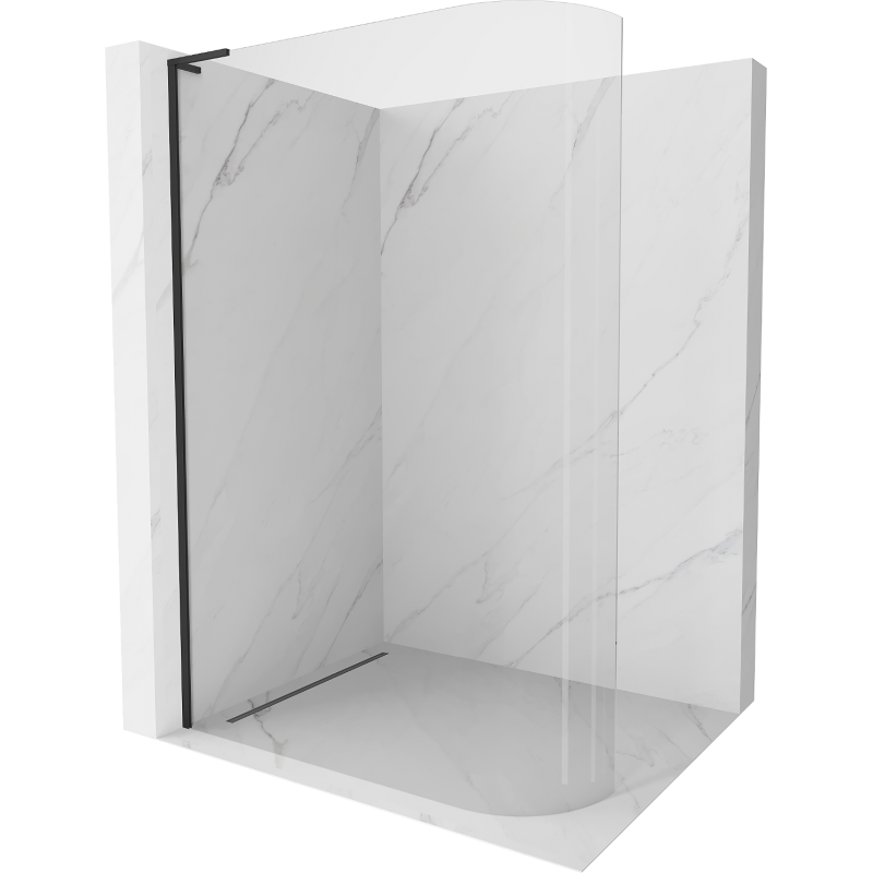 Mexen Kioto-R L paroi de douche arrondie Walk-in 90 x 200 cm, transparent, noir - 800-090-103-70-06