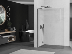Mexen Kioto-R L paroi de douche incurvée Walk-in 120 x 200 cm, transparent, noir - 800-120-103-70-06