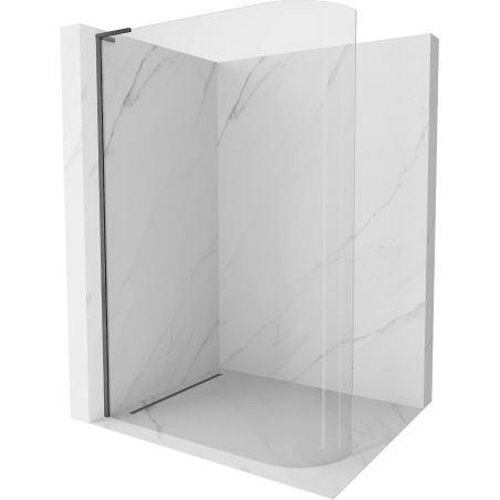 Mexen Kioto L paroi de douche arrondie Walk-in 100 x 200 cm, transparent, gris foncé brossé - 800-100-103-66-06