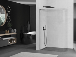 Mexen Kioto L cloison de douche arrondie Walk-in 110 x 200 cm, transparent, gris canon brossé - 800-110-103-66-06