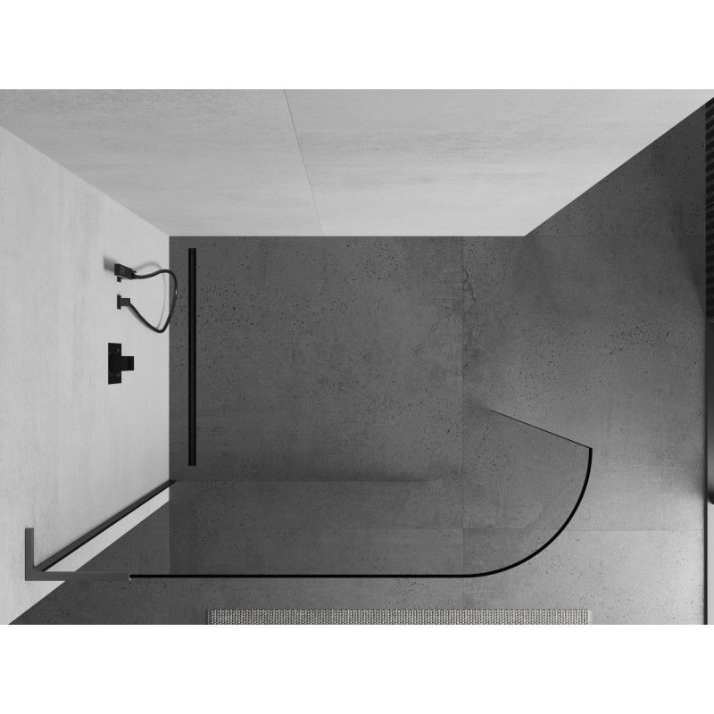 Mexen Kioto-R L paroi de douche arrondie Walk-in 80 x 200 cm, transparent, métal canon - 800-080-103-95-06