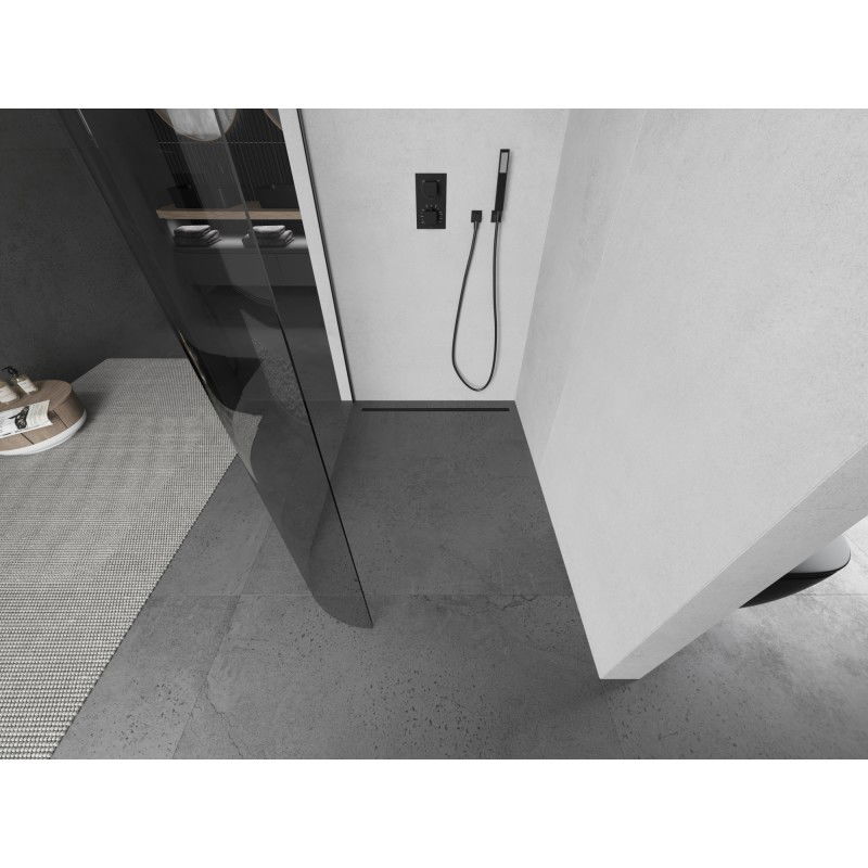 Mexen Kioto-R L paroi de douche arrondie Walk-in 100 x 200 cm, transparent, gun metal - 800-100-103-95-06