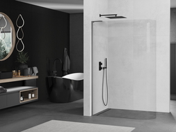 Mexen Kioto L panneau de douche arrondi Walk-in 110 x 200 cm, transparent, gun metal - 800-110-103-95-06