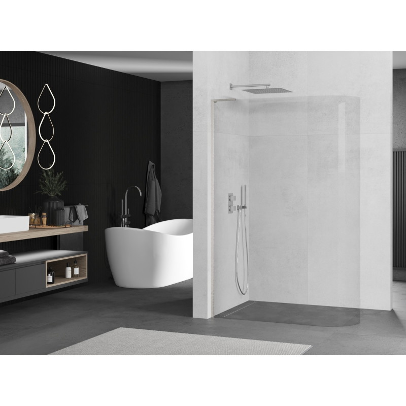 Mexen Kioto-R L paroi de douche ronde Walk-in 100 x 200 cm, transparent, nickel brossé - 800-100-103-97-06