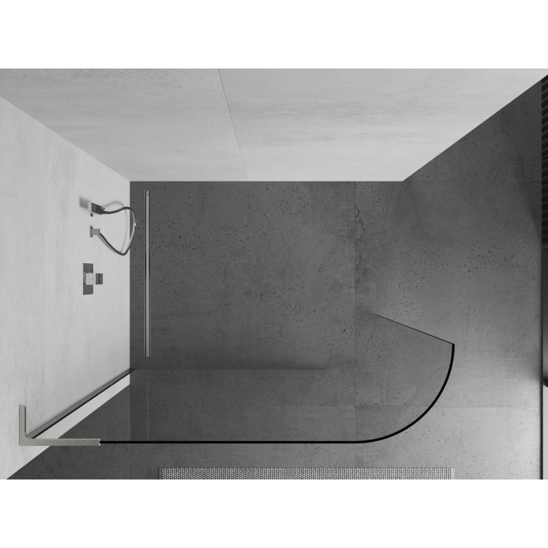 Mexen Kioto-R L paroi de douche ronde Walk-in 100 x 200 cm, transparent, nickel brossé - 800-100-103-97-06