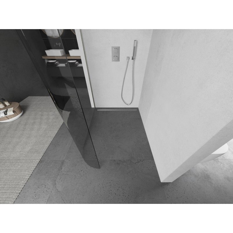 Mexen Kioto-R L paroi de douche arrondie Walk-in 110 x 200 cm, transparent, nickel brossé - 800-110-103-97-06