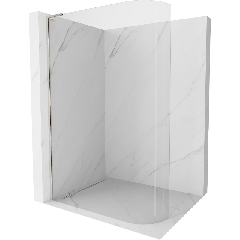 Mexen Kioto L paroi de douche arrondie Walk-in 120 x 200 cm, transparent, nickel brossé - 800-120-103-97-06