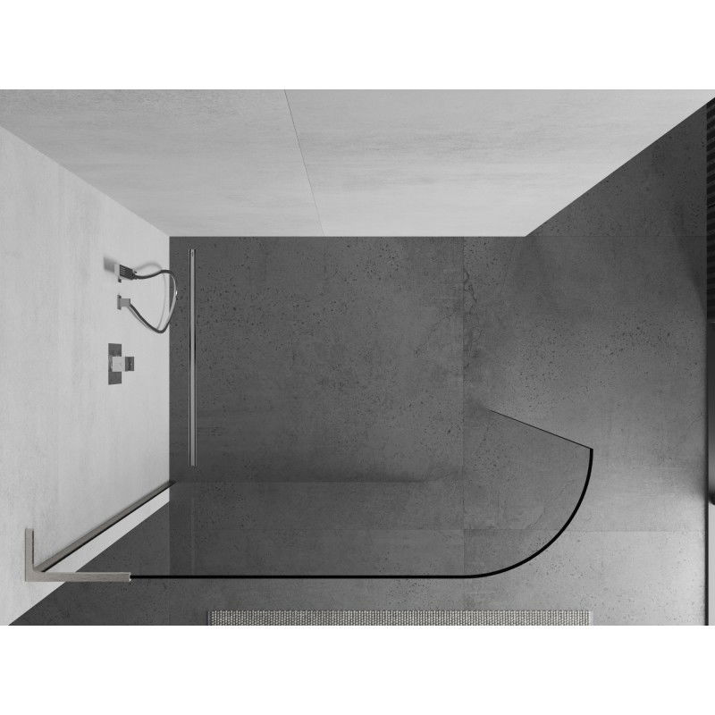 Mexen Kioto-R L paroi de douche arrondie Walk-in 120 x 200 cm, transparent, nickel brossé - 800-120-103-97-06