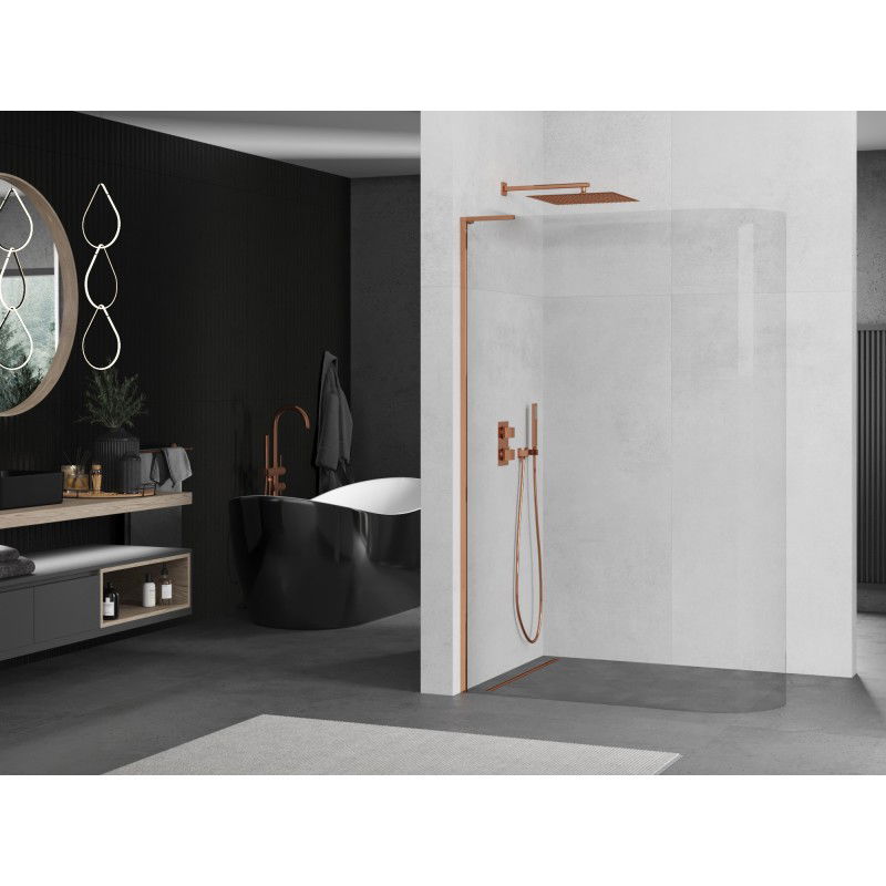 Mexen Kioto-R L paroi de douche arrondie Walk-in 120 x 200 cm, transparent, or rose - 800-120-103-60-06