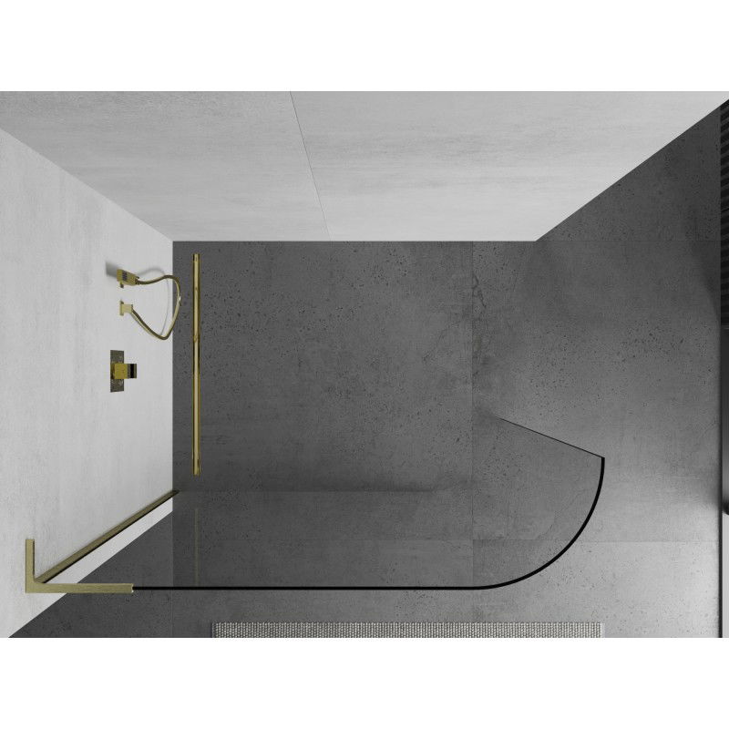 Mexen Kioto-R L paroi de douche arrondie Walk-in 80 x 200 cm, transparent, or brossé - 800-080-103-55-06