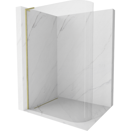 Mexen Kioto L paroi de douche arrondie Walk-in 100 x 200 cm, transparente, en or brossé - 800-100-103-55-06