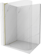 Mexen Kioto L paroi de douche arrondie Walk-in 100 x 200 cm, transparente, en or brossé - 800-100-103-55-06