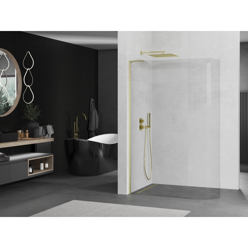 Mexen Kioto-R L Paroi de douche arrondie Walk-in 110 x 200 cm, transparent, or brossé - 800-110-103-55-06