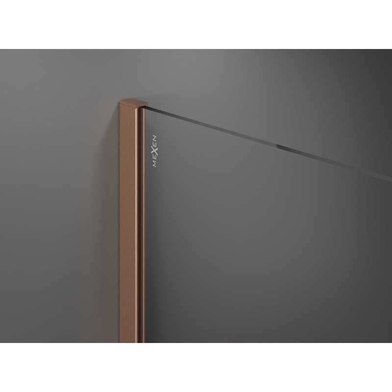 Mexen Kioto+ paroi de douche avec étagère Walk-in 125 x 200 cm, transparent, cuivre brossé - 800-125-121-65-00