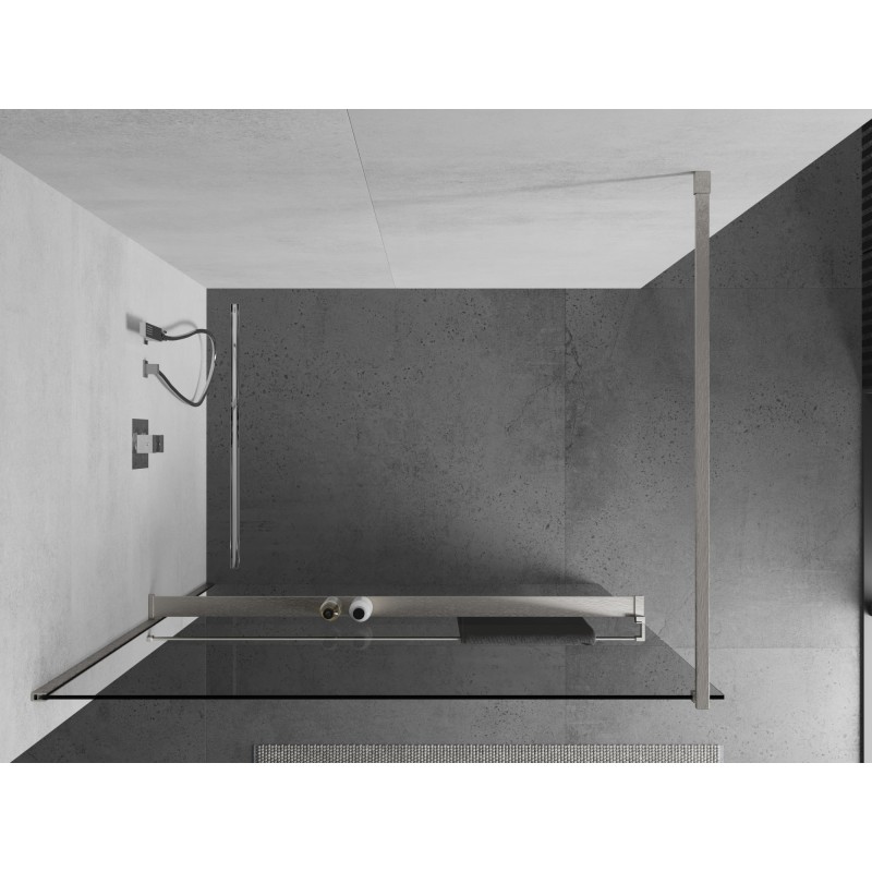 Mexen Kioto+ paroi de douche avec étagère Walk-in 95 x 200 cm, transparent, nickel brossé - 800-095-121-97-00