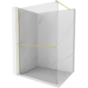 Mexen Kioto+ paroi de douche avec étagère Walk-in 70 x 200 cm, transparente, en or brossé - 800-070-121-55-00