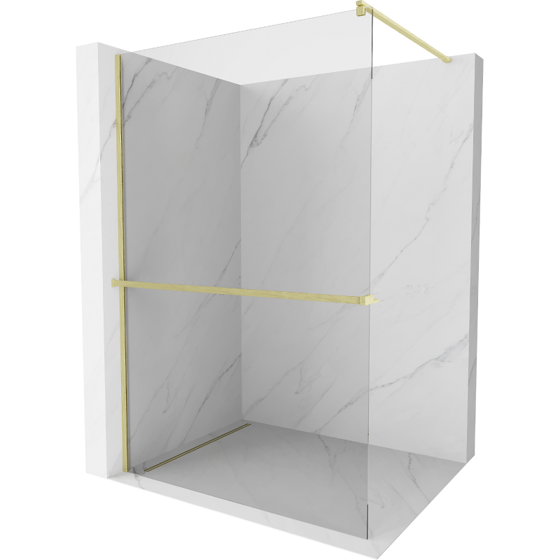 Mexen Kioto+ paroi de douche avec étagère Walk-in 90 x 200 cm, transparent, or brossé - 800-090-121-55-00
