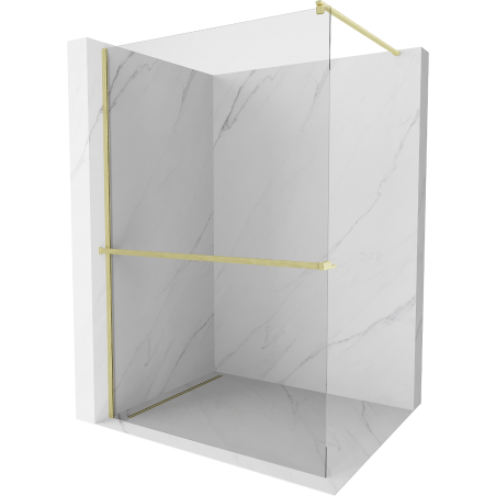 Mexen Kioto+ paroi de douche avec étagère Walk-in 90 x 200 cm, transparent, or brossé - 800-090-121-55-00