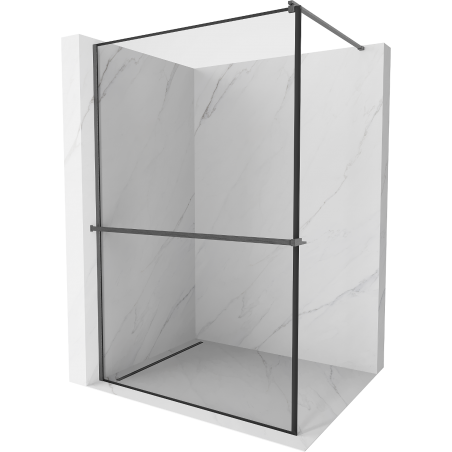 Mexen Kioto+ paroi de douche avec étagère Walk-in 80 x 200 cm, motif noir, gris gun brossé - 800-080-121-66-70