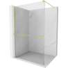 Mexen Kioto+ paroi de douche avec étagère Walk-in 120 x 200 cm, transparent, en or brossé - 800-120-121-55-00
