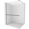 Mexen Kioto+ paroi de douche avec étagère Walk-in 100 x 200 cm, givré, gun gray brossé - 800-100-121-66-30
