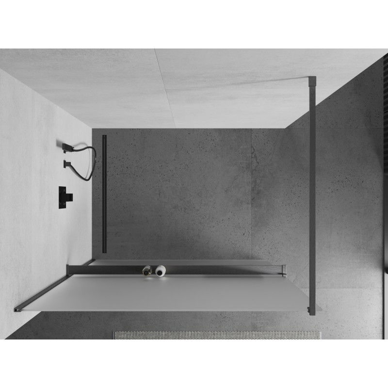 Mexen Kioto+ panneau de douche avec étagère Walk-in 110 x 200 cm, givre, gris pistolet brossé - 800-110-121-66-30